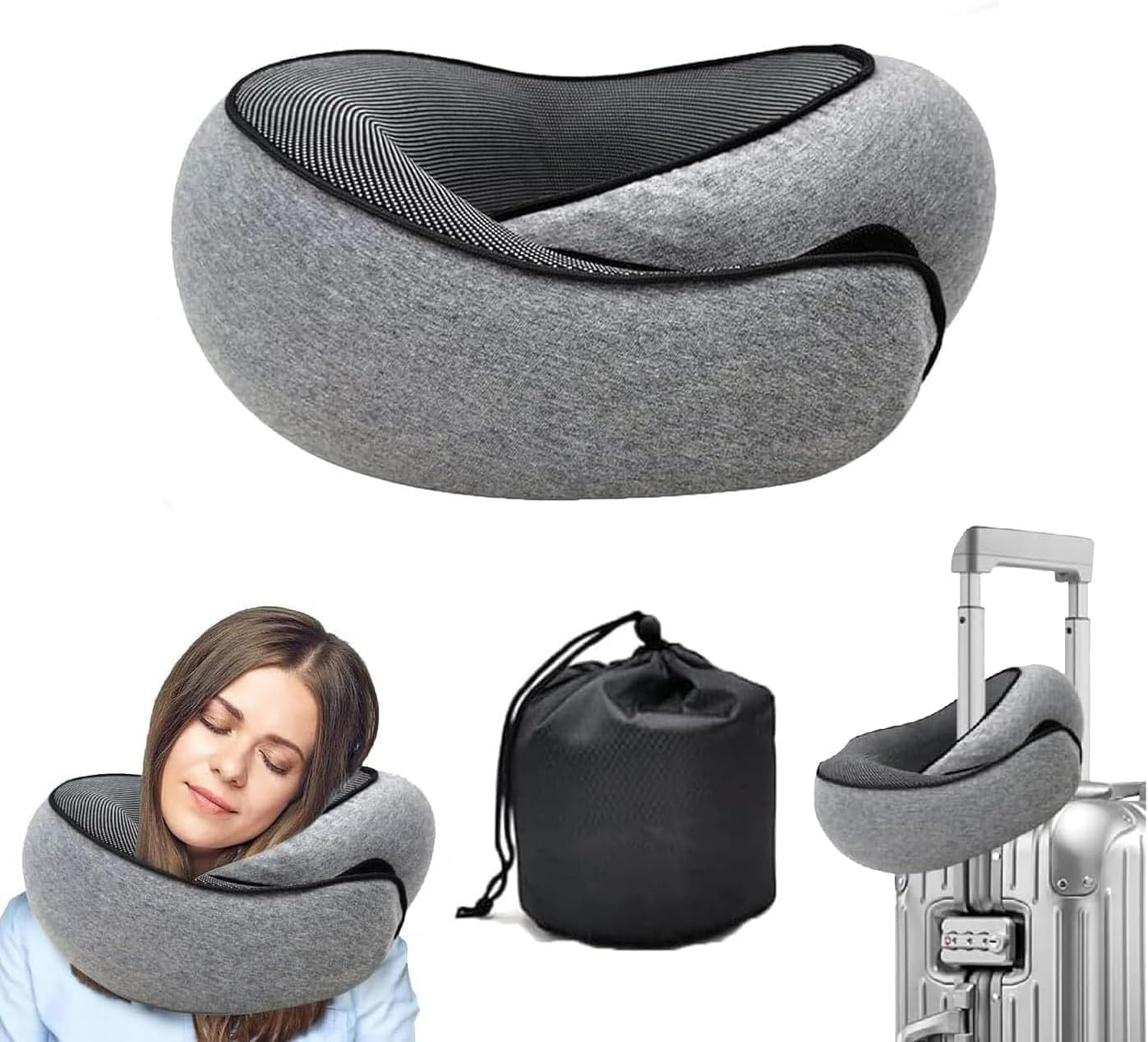 Ergonomic Memory Foam Travel Neck Pillow For Flights And Road Trips