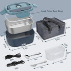 Portable Dual-Compartment Electric Lunch Box With Car and Home Power Plug