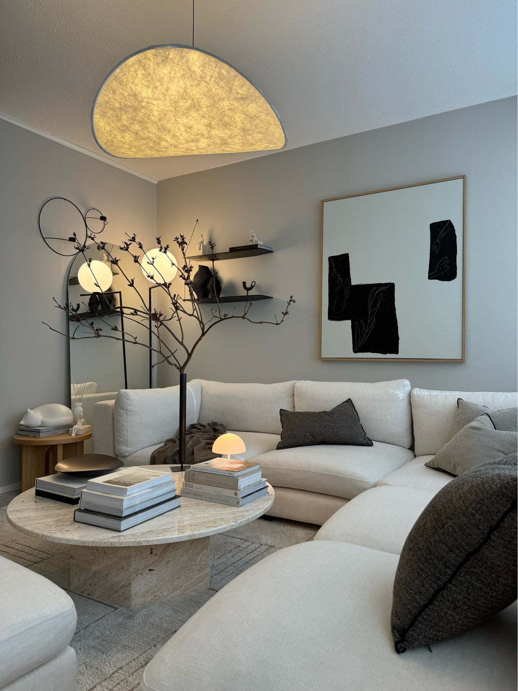 Lampadario a foglia LED in seta premium Lyra con bagliore nordico