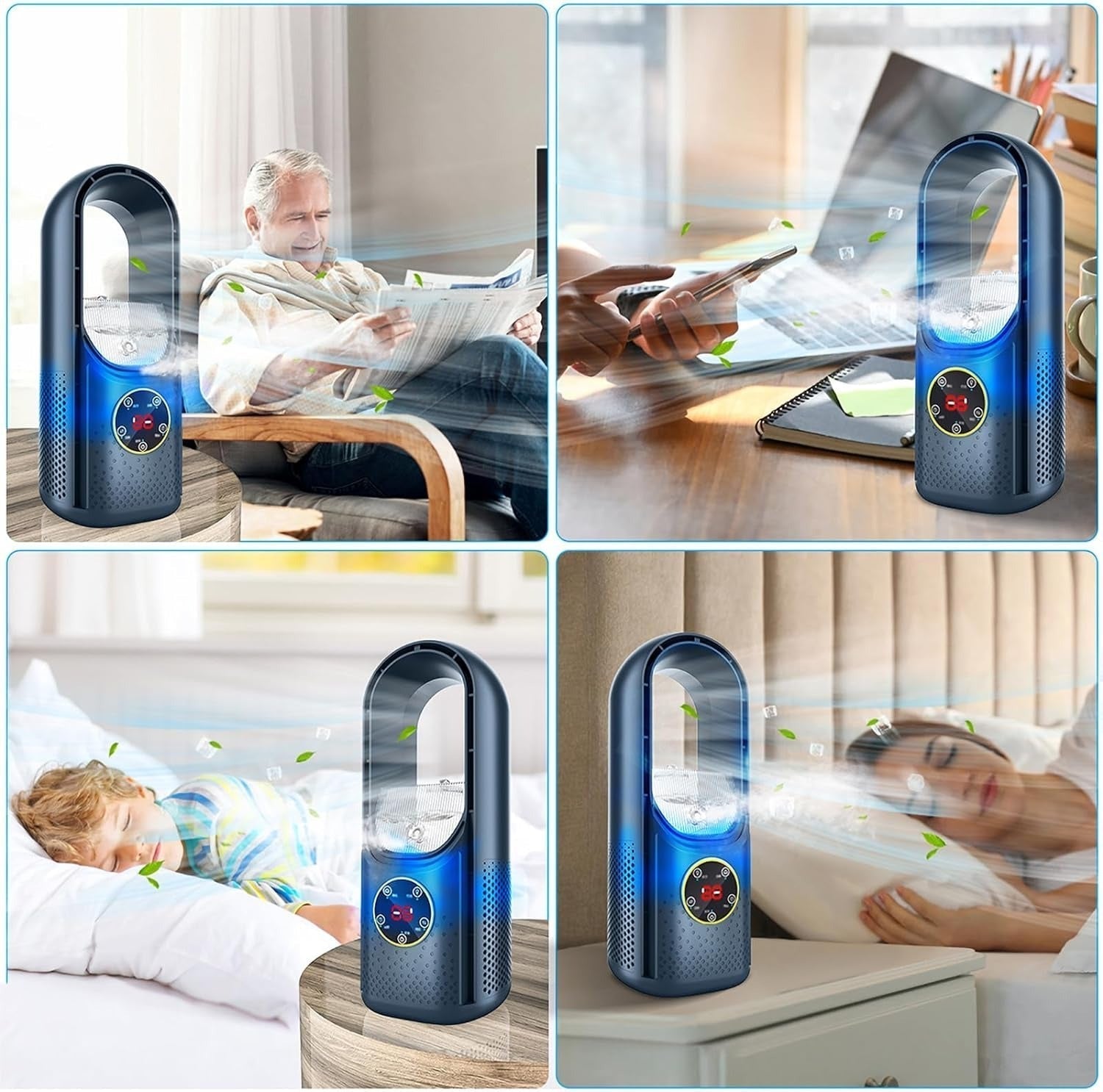 Bladeless Portable Air Conditioner | Ultra-Quiet, Ergonomic Design & Ideal for Home and Office Use