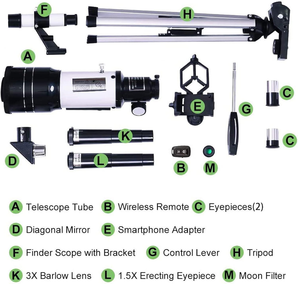 Professional Astronomical Telescope 70mm Aperture, 300mm Focal Length With Easy Setup For Stargazing And Nature