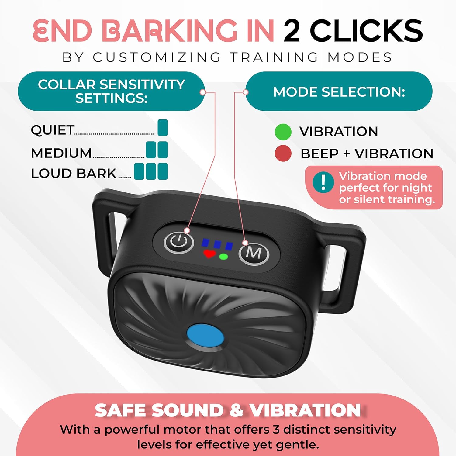 Antibell Neck Band For Small Dogs With Tones And Vibrations