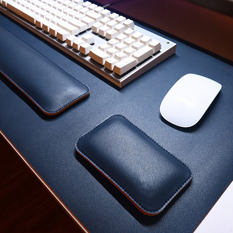 Three-Piece Desk Set made of PU Leather - With Pad and Wrist Supports