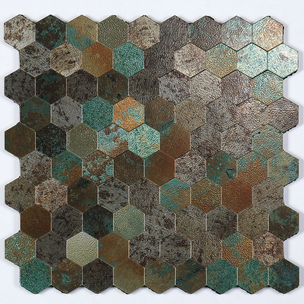 Modern Tile-Peel & Stick Metal Mosaic Tile Hexagon Peel & Stick Subway Tile