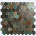 Modern Tile-Peel & Stick Metal Mosaic Tile Hexagon Peel & Stick Subway Tile