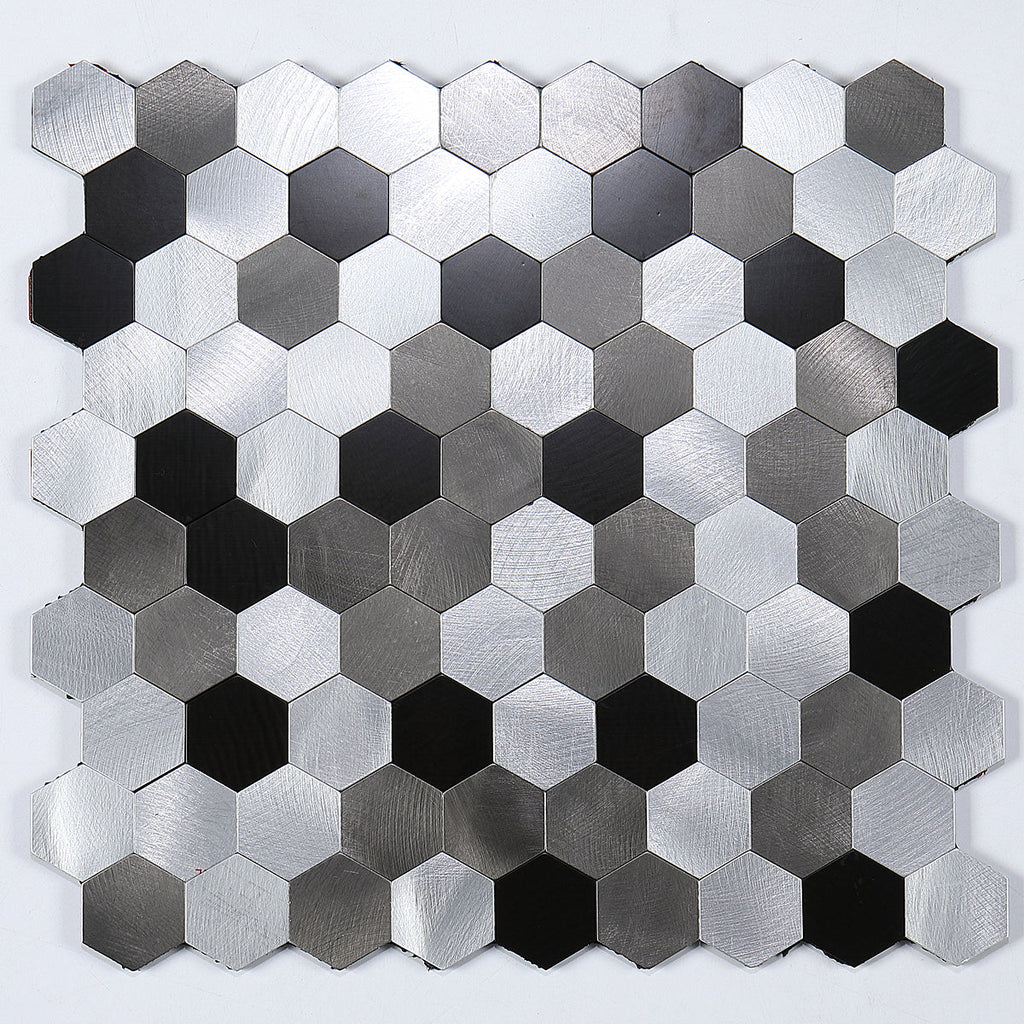 Modern Tile-Peel & Stick Metal Mosaic Tile Hexagon Peel & Stick Subway Tile