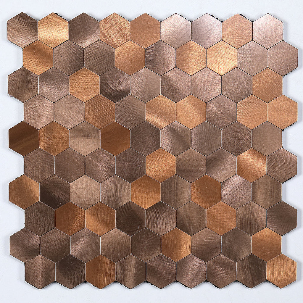 Modern Tile-Peel & Stick Metal Mosaic Tile Hexagon Peel & Stick Subway Tile