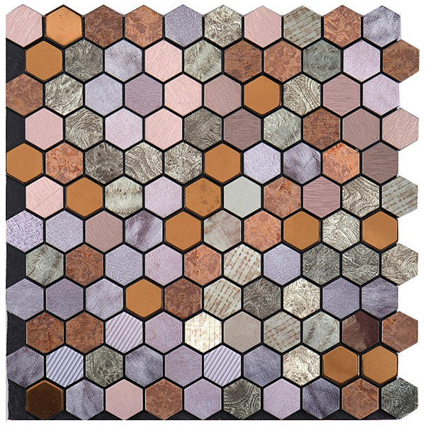 Modern Tile-Peel & Stick Metal Mosaic Tile Hexagon Peel & Stick Subway Tile