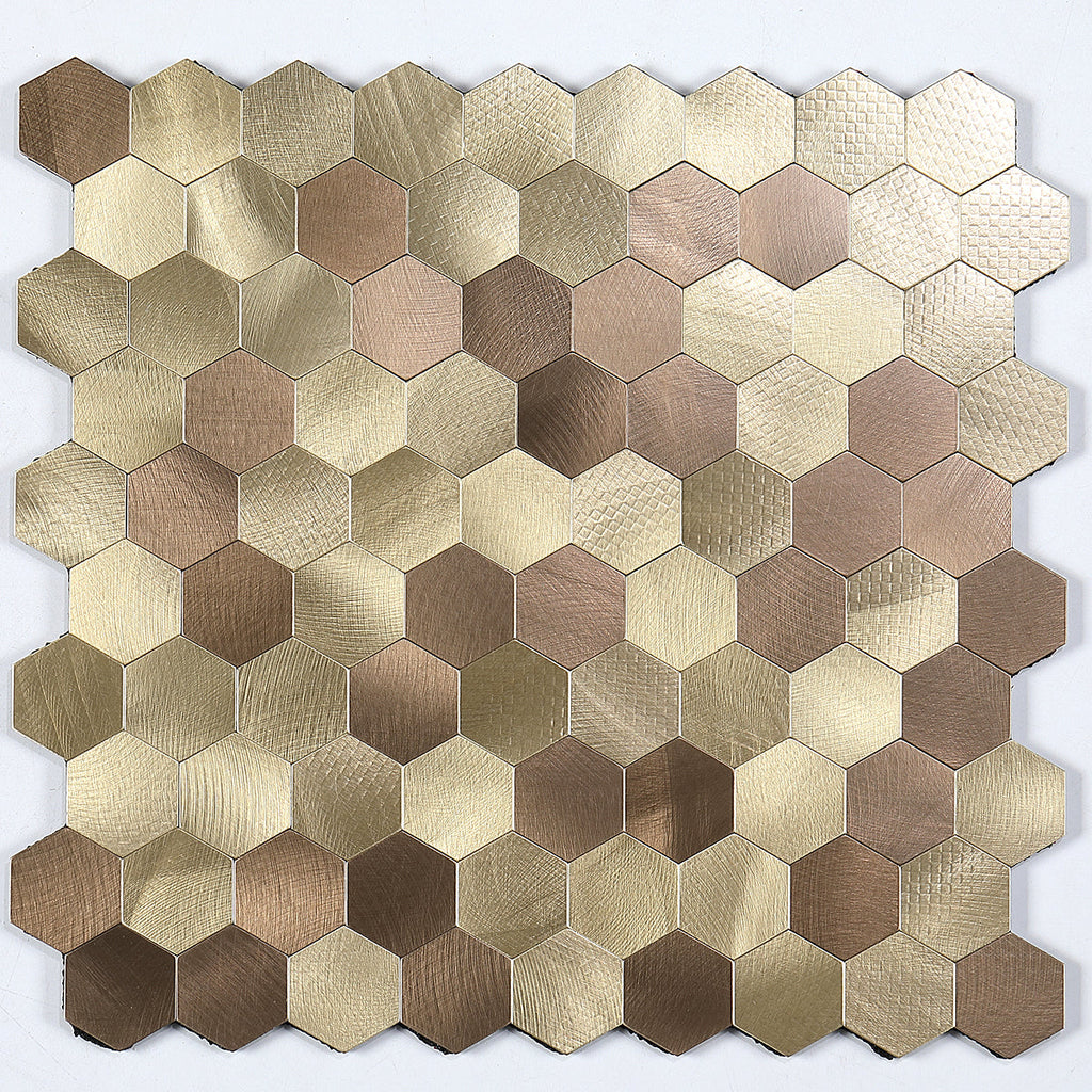 Modern Tile-Peel & Stick Metal Mosaic Tile Hexagon Peel & Stick Subway Tile