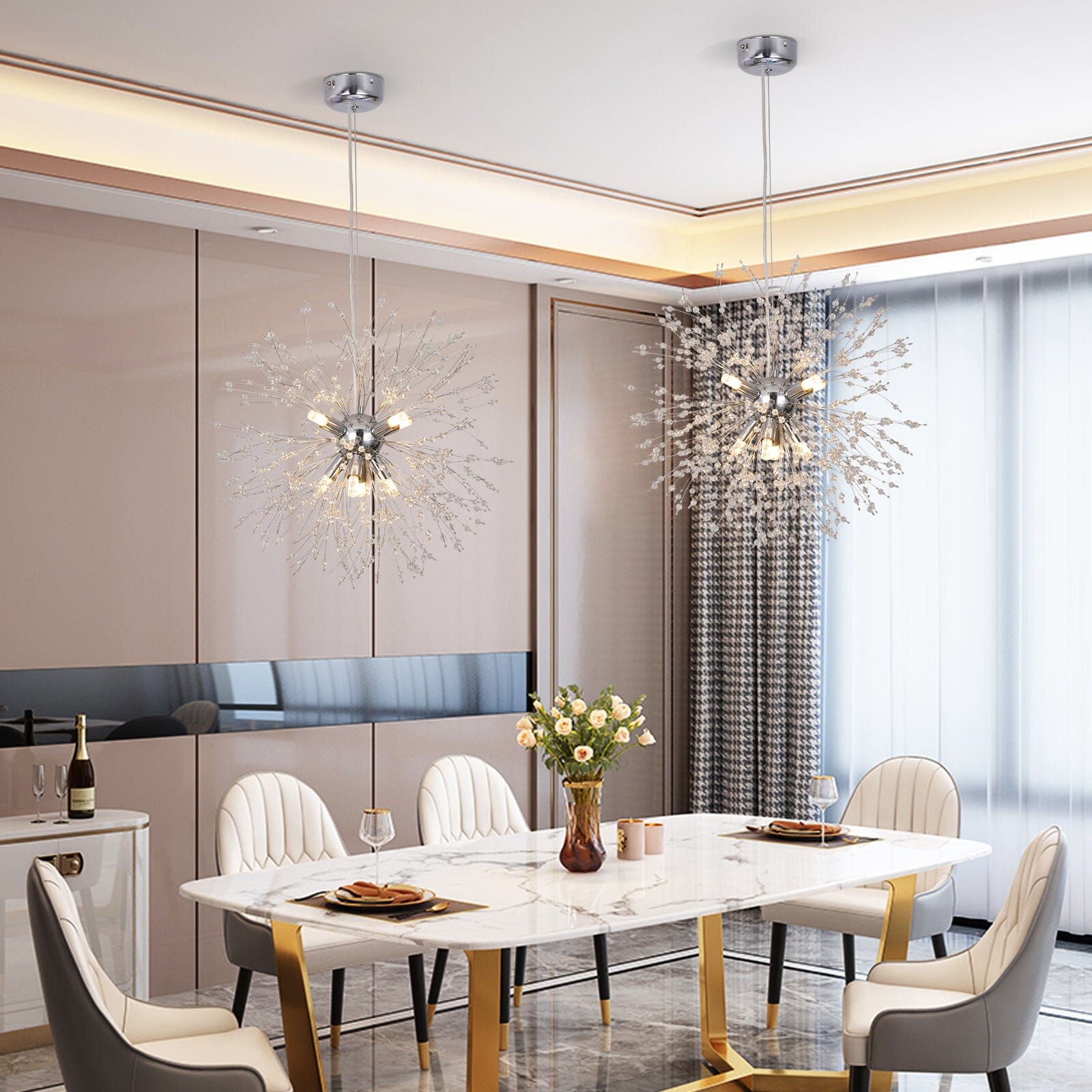 Asterra Modern Crystal Dandelion Pendant Ceiling Light