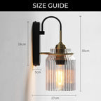 Kinkiet w stylu vintage z żłobionym szklanym kloszem | Petprovac