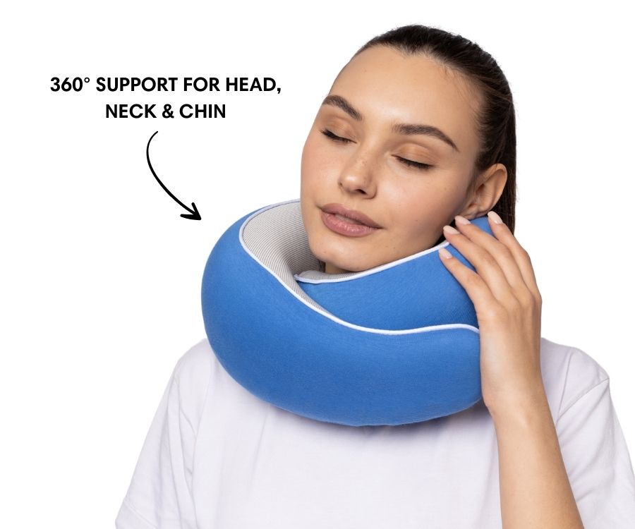 Memory Foam Travel Neck Pillow for Long Flights, Road Trips and Everyday Commutes
