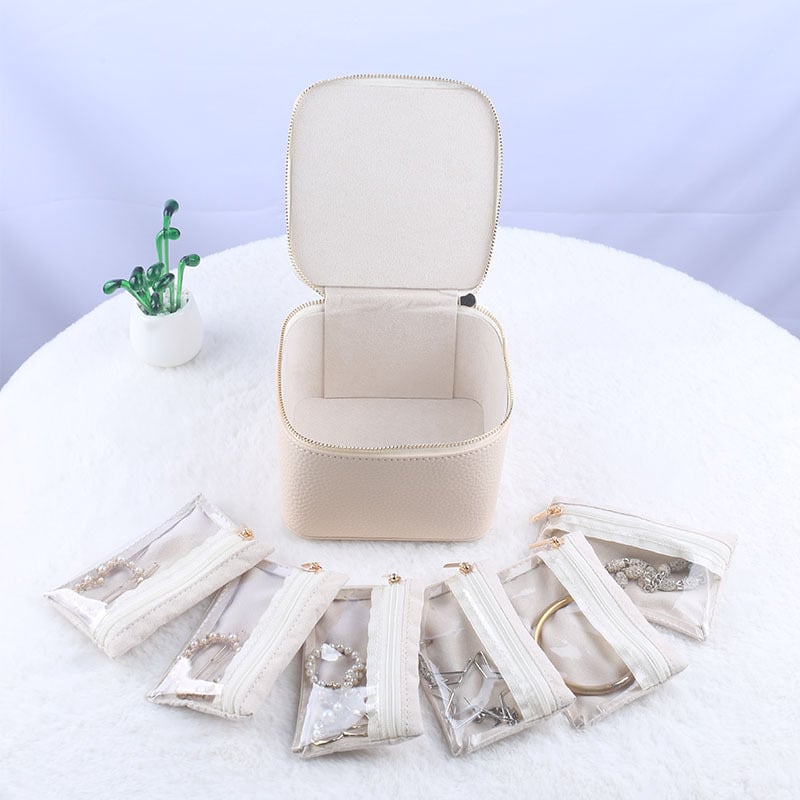 Jewelry box with 12 zipper compartments