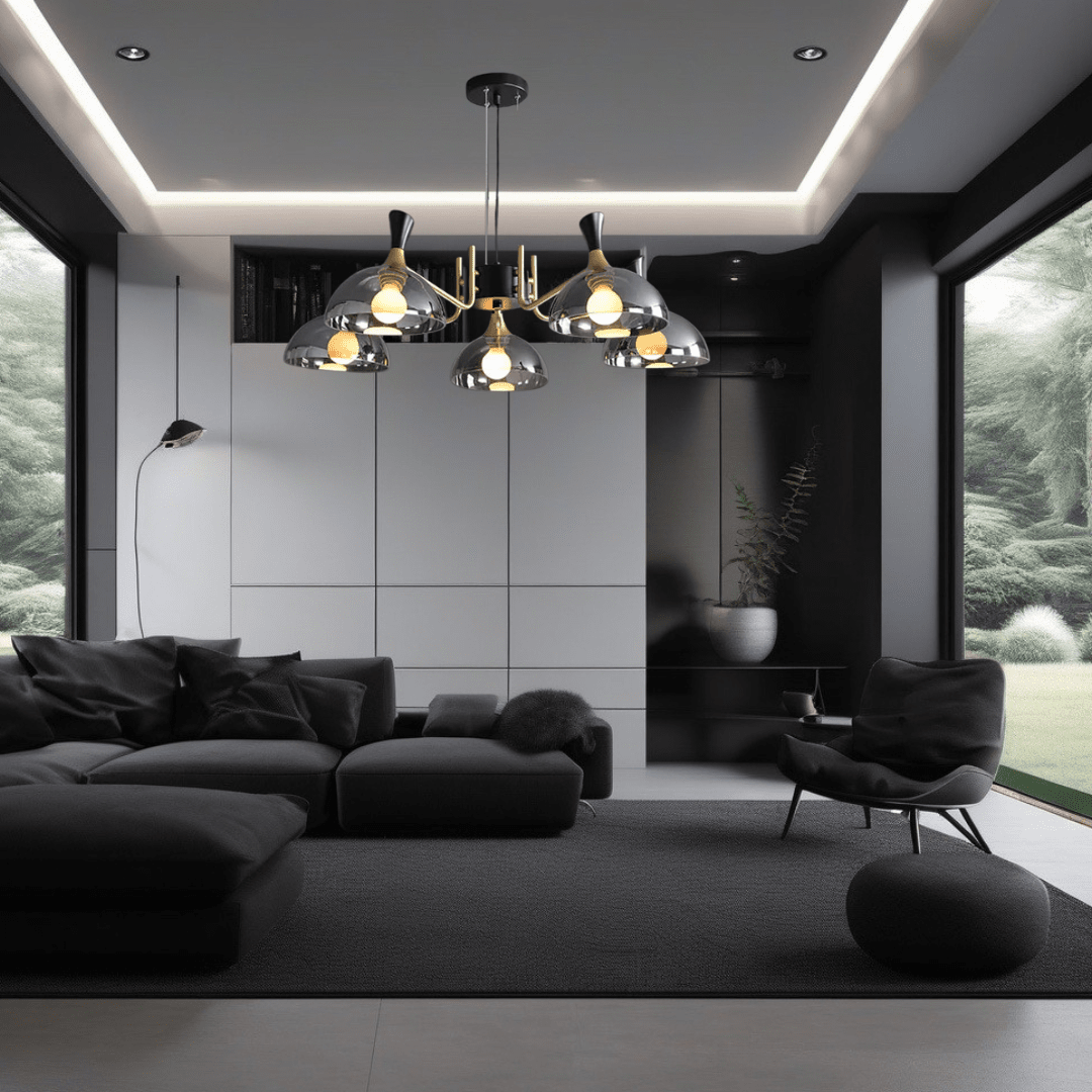 Lucentus | LED-Kronleuchter aus schwarzem Glas