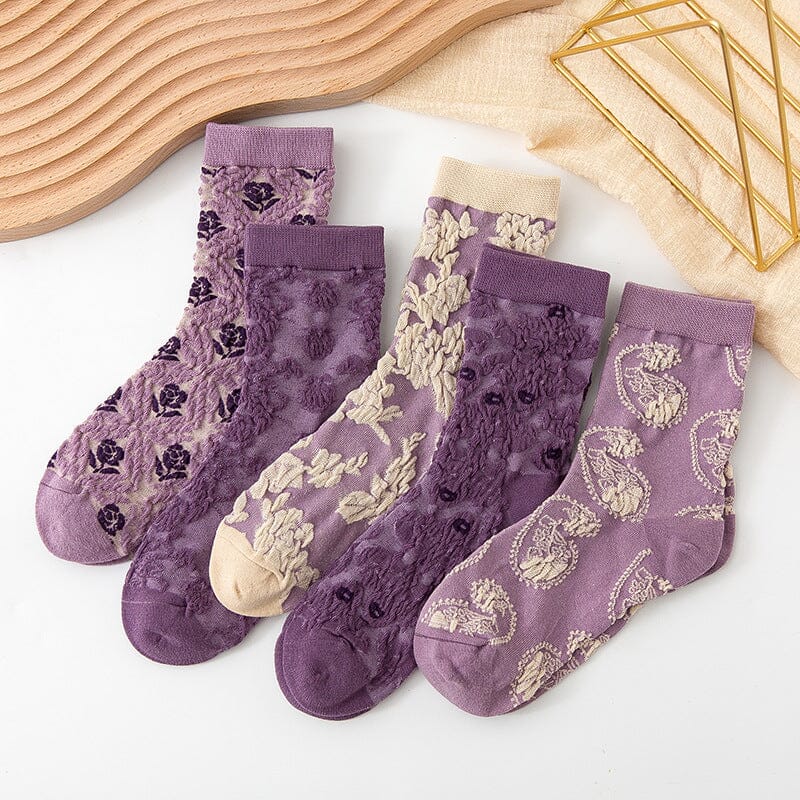 Women's Floral Cotton Socks (10 Pairs)