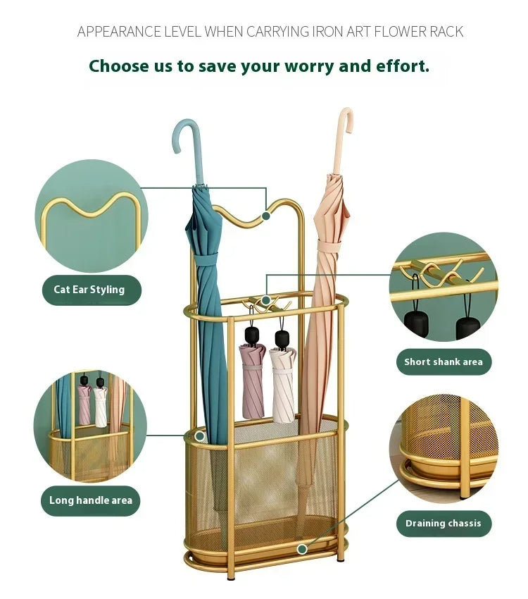 AstraWeave hållbar paraplyställ med inbyggd vattentråg