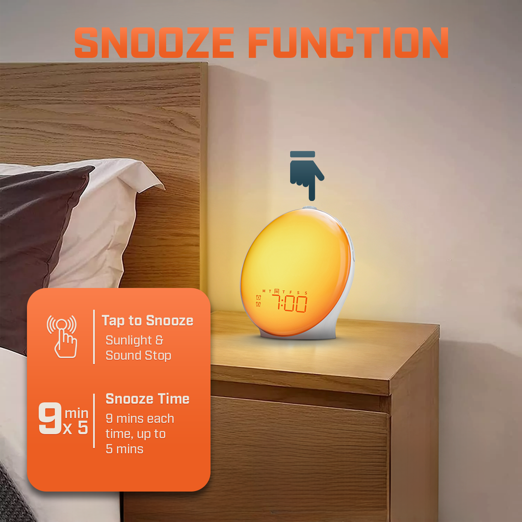 Reloj Despertador LED de Luz Natural LumaRise con Función de Repetición