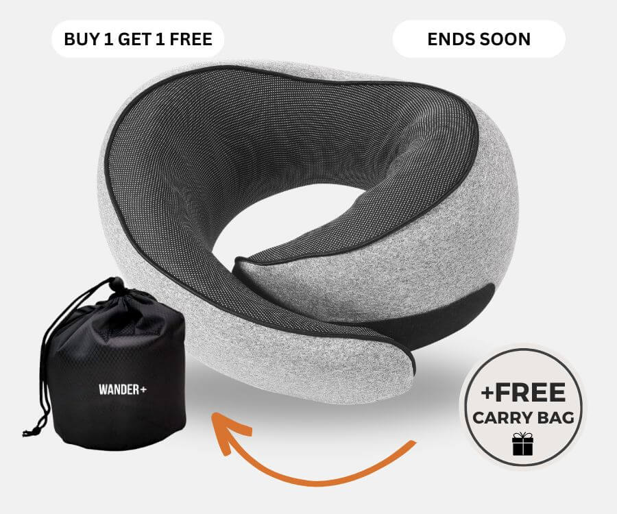 Memory Foam Travel Neck Pillow for Long Flights, Road Trips and Everyday Commutes