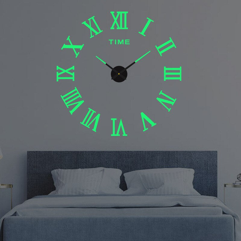 Reloj de pared negro moderno Luminor con movimiento de cuarzo