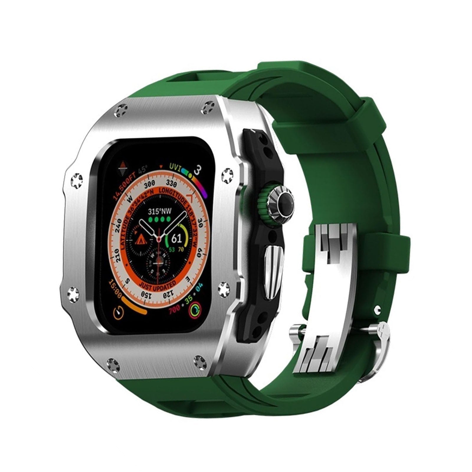 Kirell Arc Series Stainless Steel Case With Fluoro Rubber Band For Apple Watch Ultra