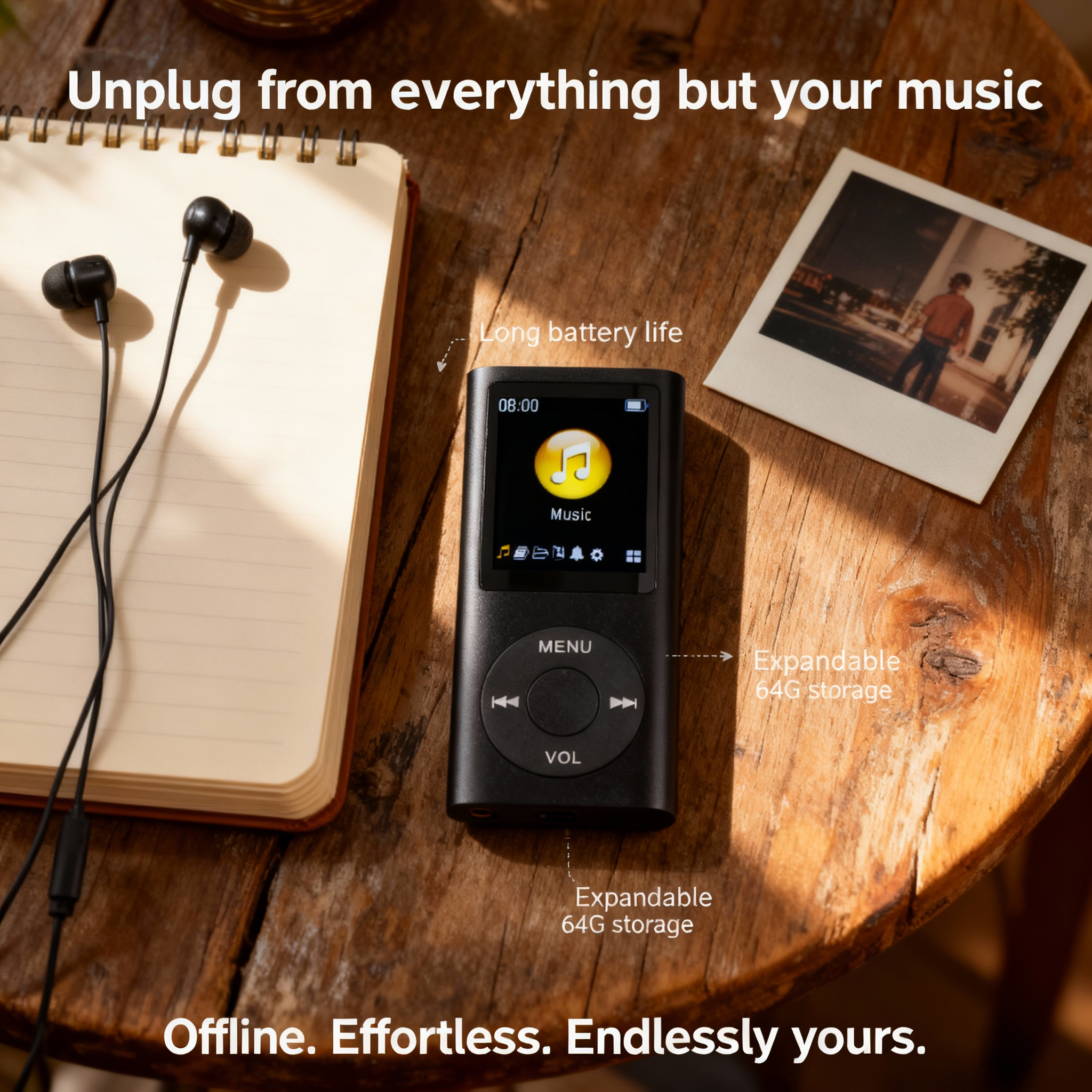 مشغل موسيقى ريترو – مشغل MP3 بسعة 64 جيجابايت وتصميم كلاسيكي مدمج