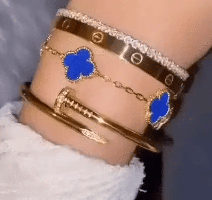 Liora Clover Charm Armbånd Fire Blomstercharms 14K Forgyldt Rustfrit Stål