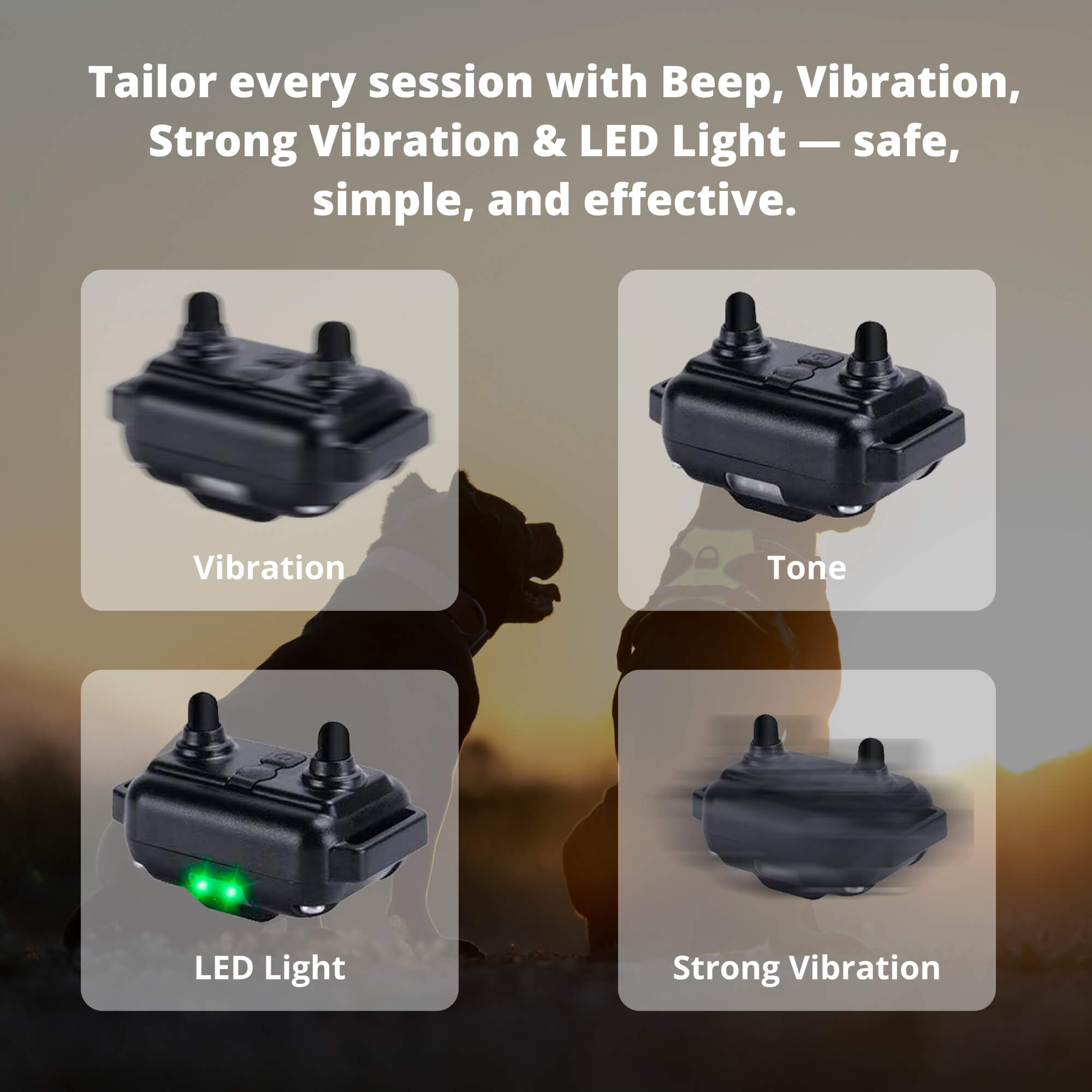 充電式防水遠隔犬訓練首輪 800メートル範囲付き