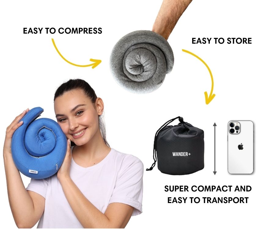 Memory Foam Travel Neck Pillow for Long Flights, Road Trips and Everyday Commutes