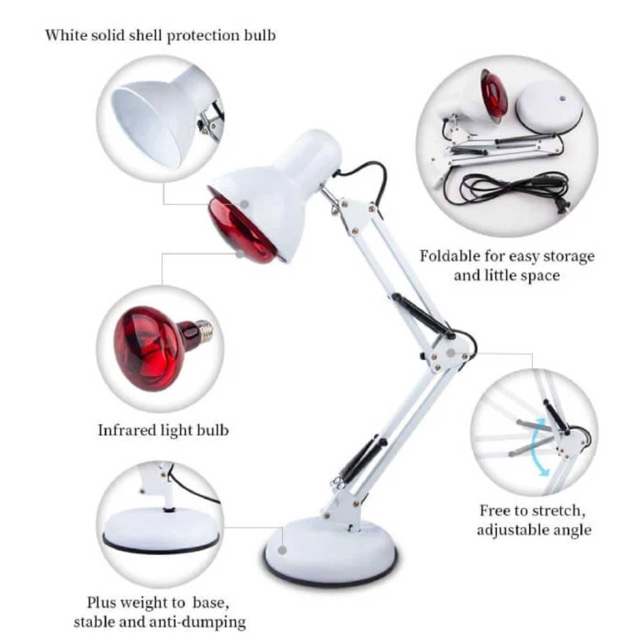 NovaRay Red Light Therapy Lamp With Infrared Heat On Tripod Stand