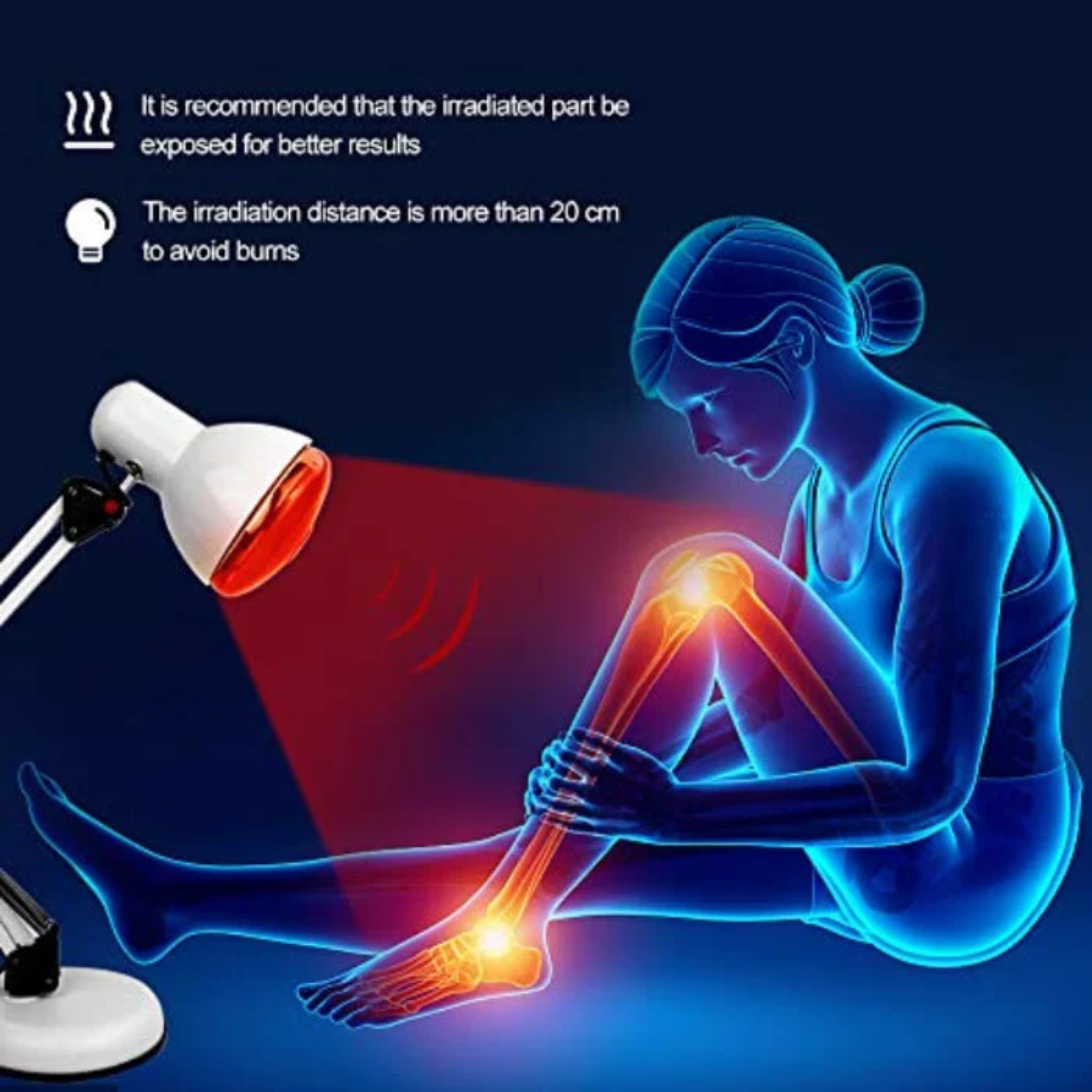 NovaRay Red Light Therapy Lamp With Infrared Heat On Tripod Stand