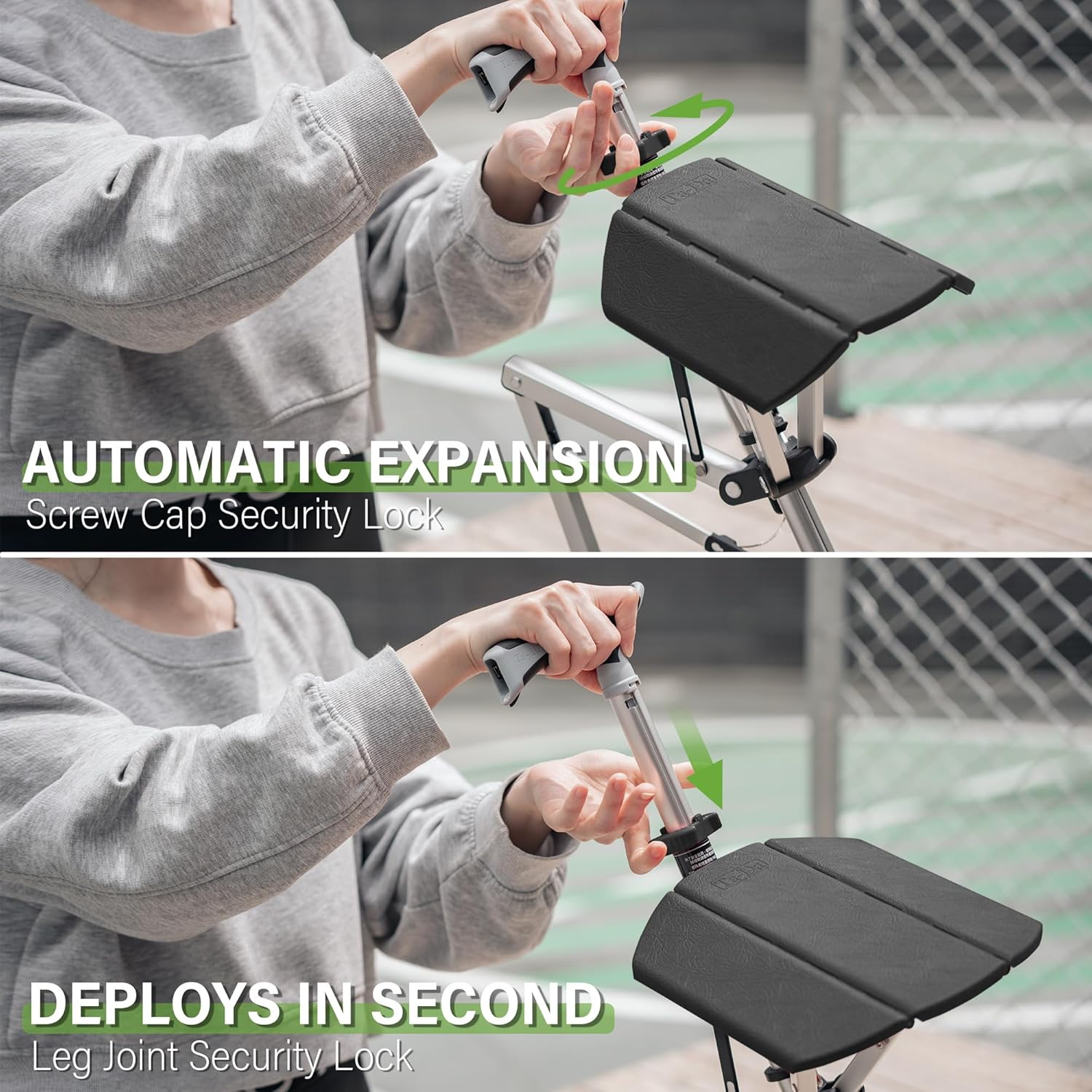 Teleskopická hůl TerraNest s vestavěným sedátkem pro přestávky