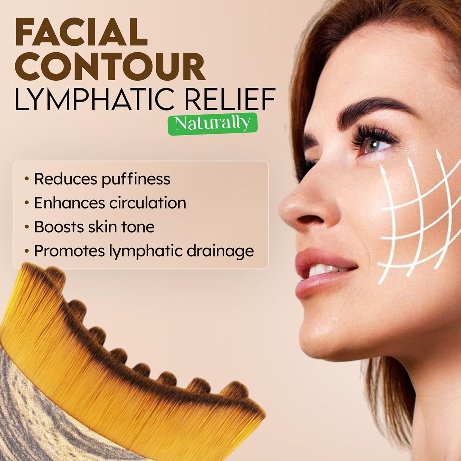 Lymphatic Drainage Face Brush for De-Puffing, Lifting & Facial Contouring