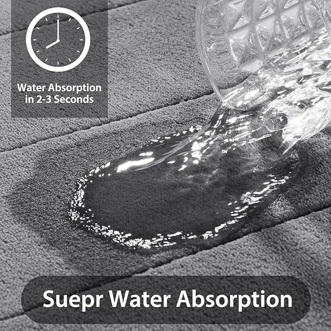 سجاد حمام من الرغوة الذاكرة من كلاودسترايد مكون من 3 قطع، غير قابل للانزلاق
