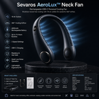 AeroLux Bezłopatkowy Wentylator na Szyję, Przenośny, Ładowany przez USB C, Do Noszenia, Chłodzący