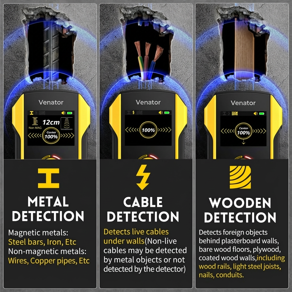 Advanced Wall Scanner for Stud, Metal & Live Wire Detection