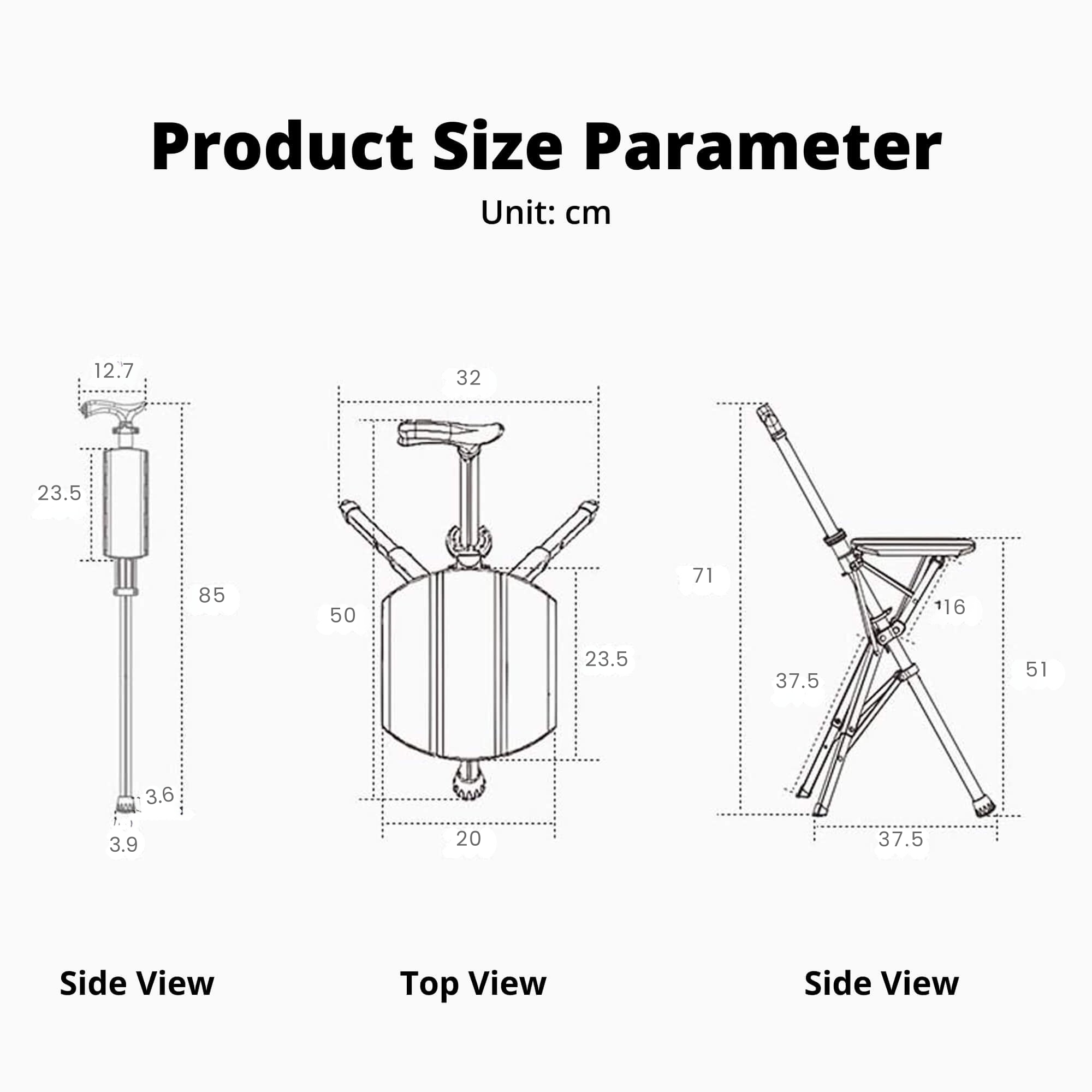 Tongkat Jalan dengan Tempat Duduk - Kerusi Tongkat Lipat Mudah Alih untuk Keselesaan Semasa Bergerak | Sokongan Mobiliti