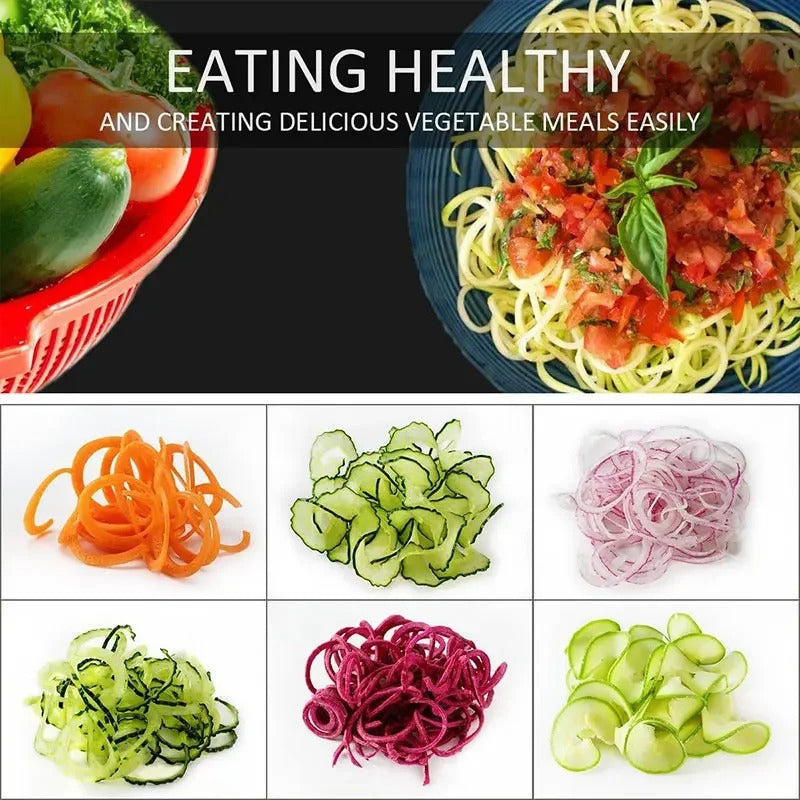Spiralizzatore per Verdure 4-in-1 con Lama Rotante e Ventosa per Zoodles