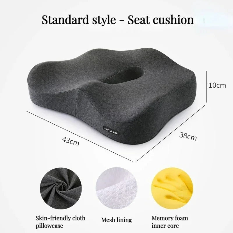 Orthopedic Lumbar Support Memory Foam Chair Cushion For Desk Workers