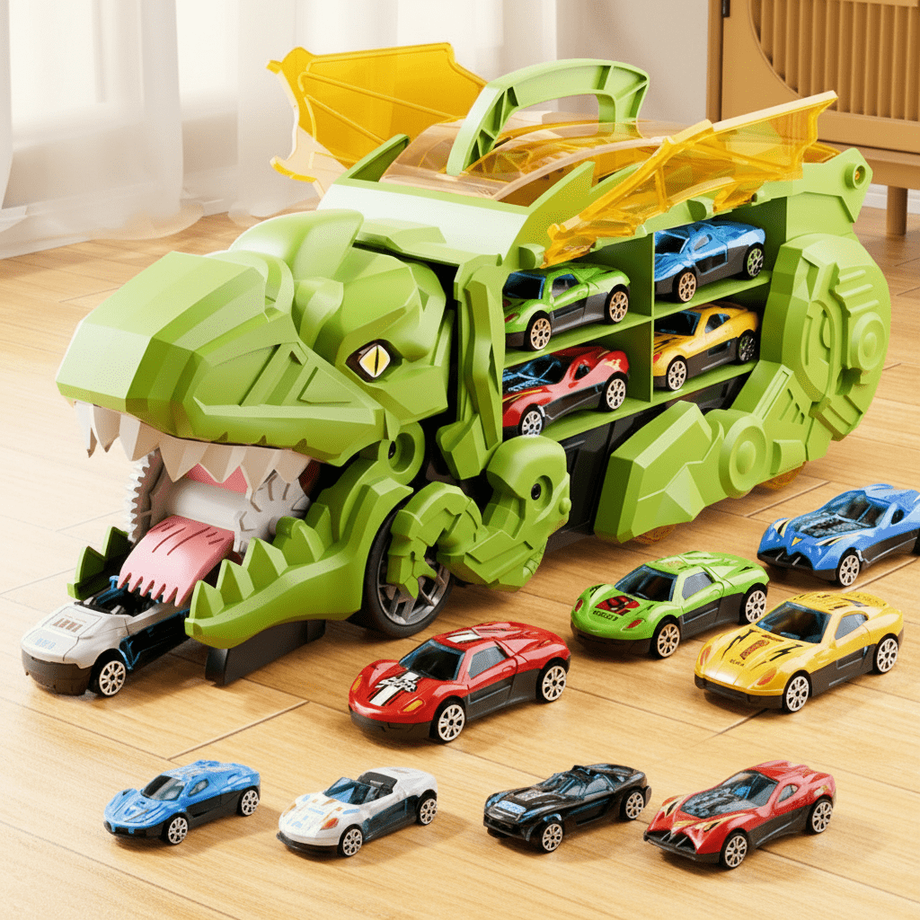 Dinosaur Vehicle Play Set With Cars And Race Tracks