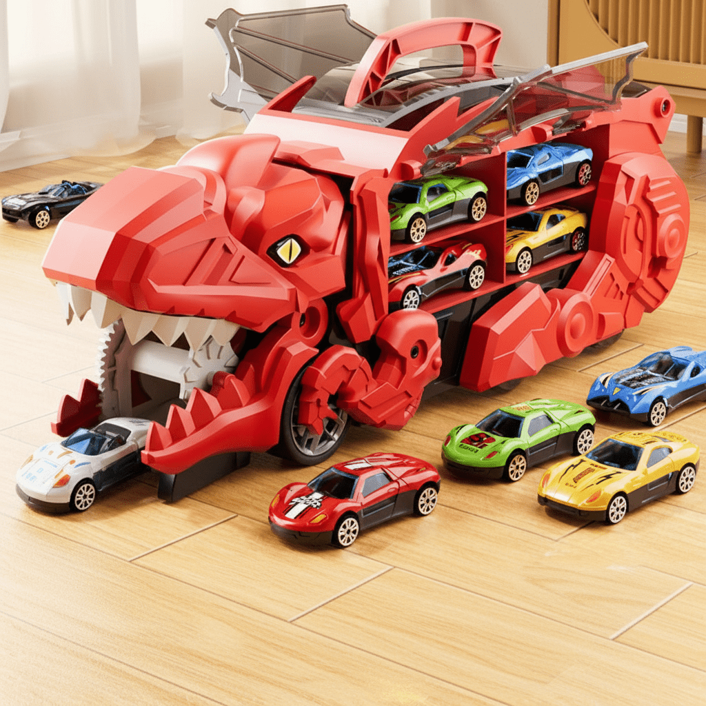 Dinosaur Vehicle Play Set With Cars And Race Tracks