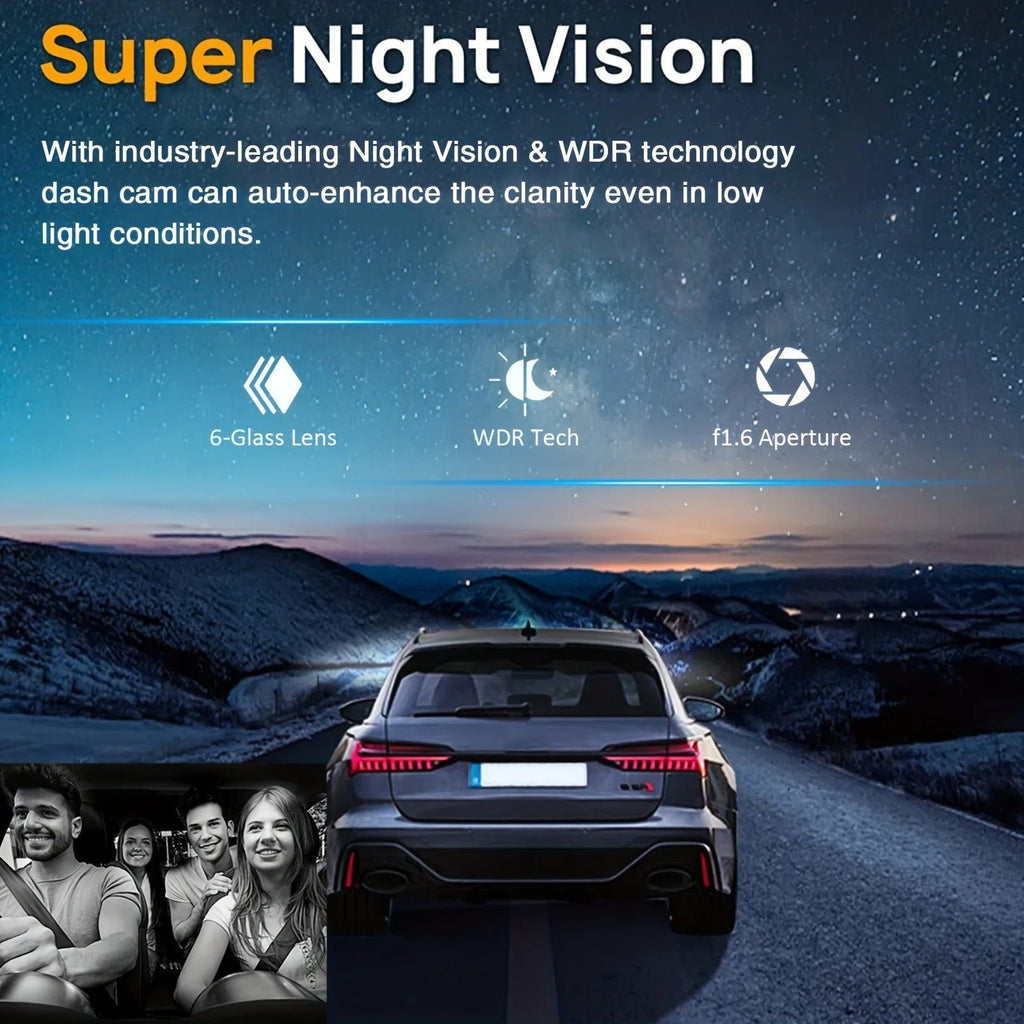 Dash cam WiFi 1080P con doppie lenti anteriori e cabina