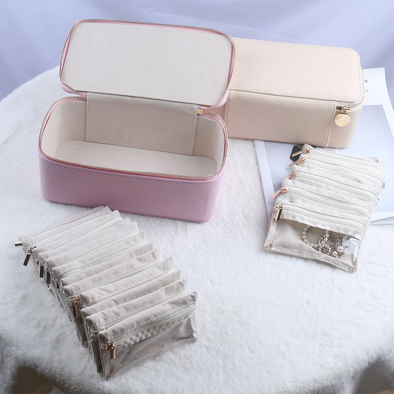 Jewelry box with 12 zipper compartments
