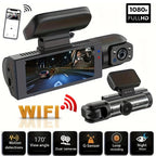 Dash cam WiFi 1080P con doppie lenti anteriori e cabina
