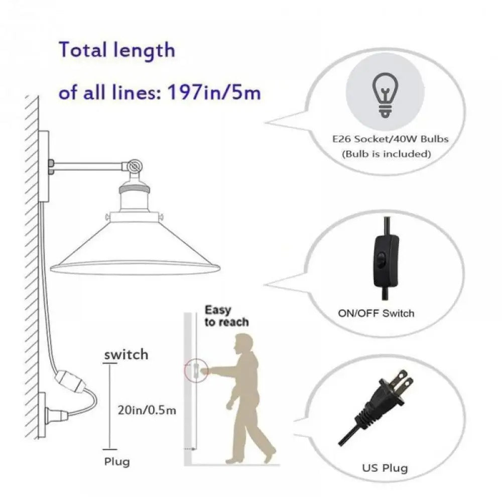 Lampu Dinding Pemasangan Lengan Gaya Lama
