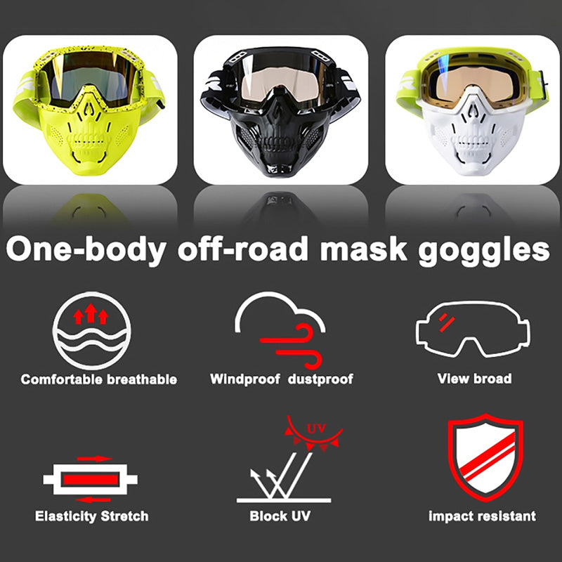 Mascarilla de Calavera para Motociclistas con Lente Resistente a Impactos