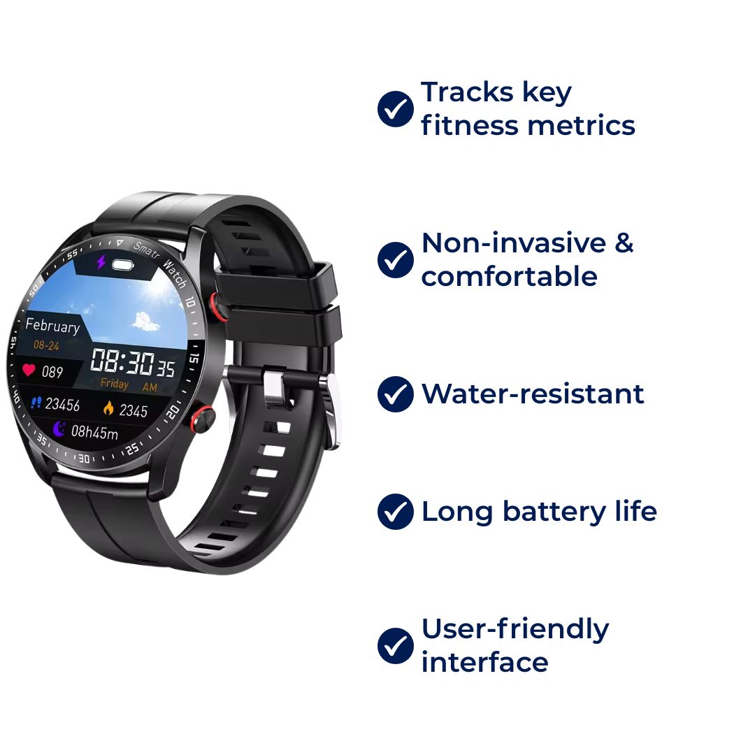 FitTrack | Non-Invasive Fitness Smart Watch - Tracks Physical Activity - Heart Rate - Sleep - Workout - GPS Notifications - Water Resistant