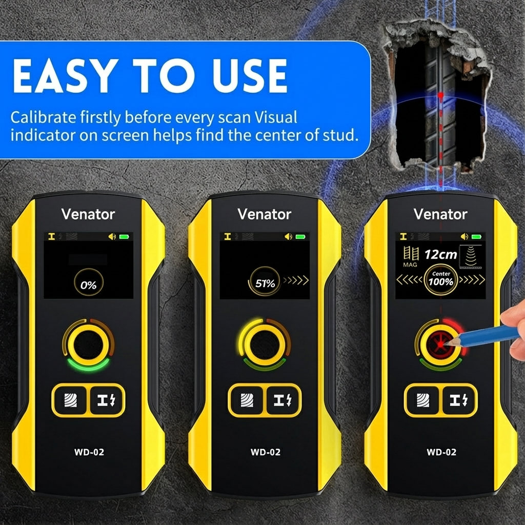 Advanced Wall Scanner for Stud, Metal & Live Wire Detection