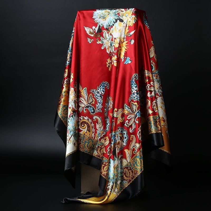 Large square scarf Simulation silk scarf All-match scarf Scarf