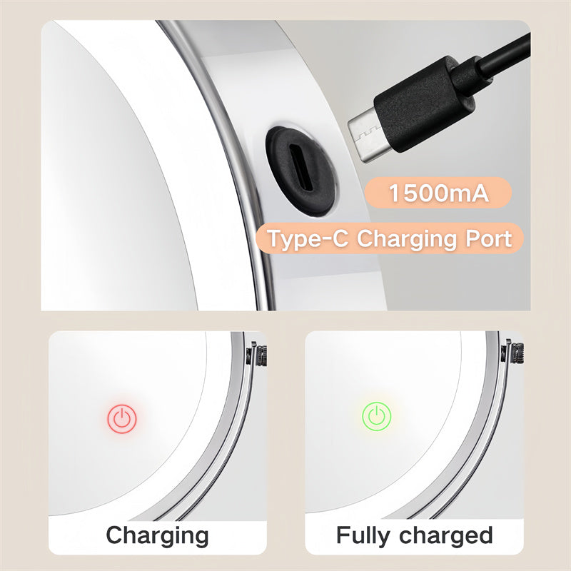 Luxa Genopladeligt Vægmonteret Barberingsspejl 1X/10X LED