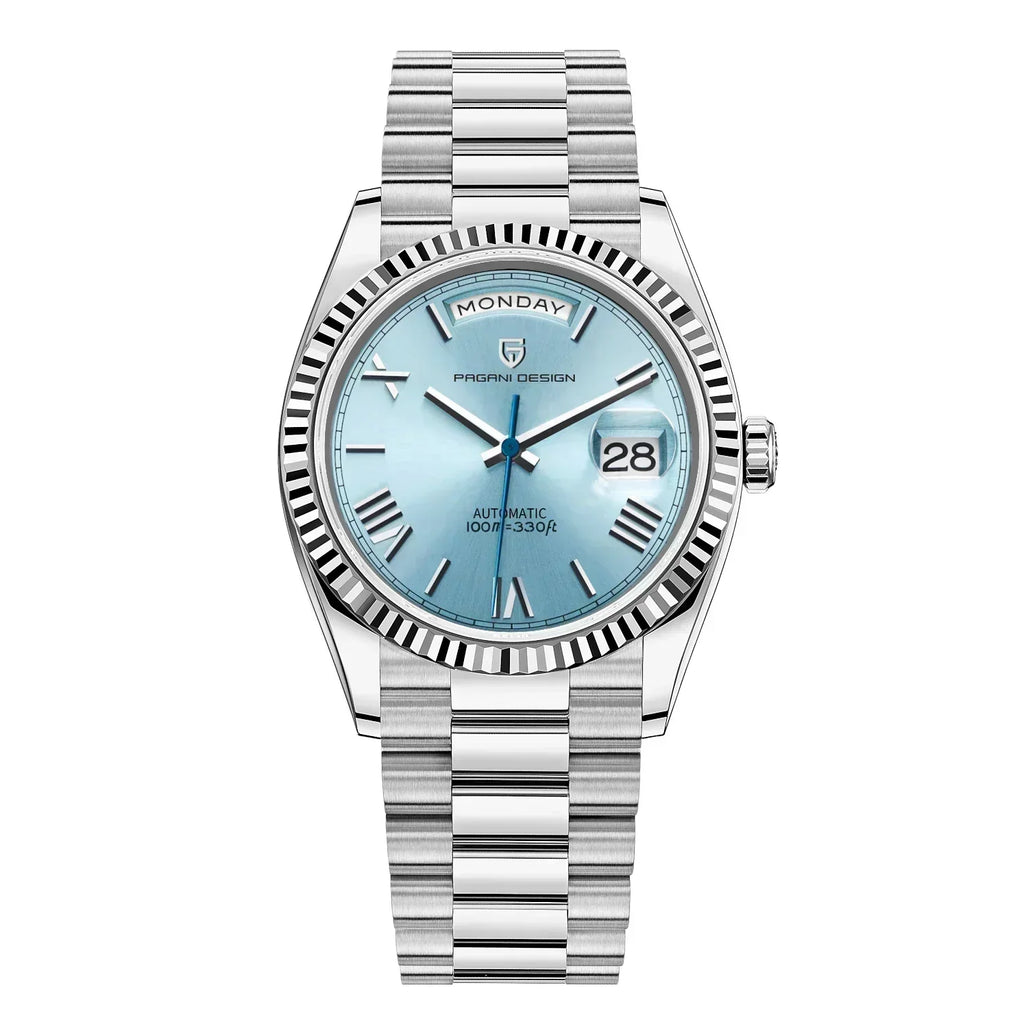 NovaVale Elite Automatic Stainless Steel Watch With Calendar